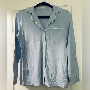 Light Blue Wide-Leg Pajamas, 90% cotton, 10% modal